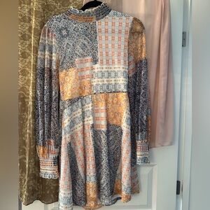 Patchwork Long Sleeve Dress